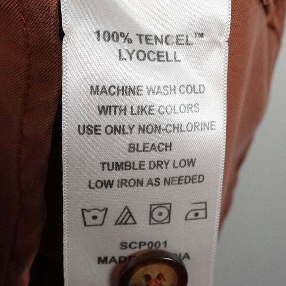 New Quince Womens Medium Vintage Wash Tencel Button Front Dress Terracotta 3856Y - Picture 8 of 10